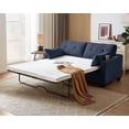 thumbnail image 1 of CHIC HOUSE Queen Corduroy Pull Out Sofa Bed, Sleeper Sofa with Memory Foam Mattress & USB Charging, Convertible Loveseat Couch for Living Room, Small Spaces, Navy Blue, 1 of 10