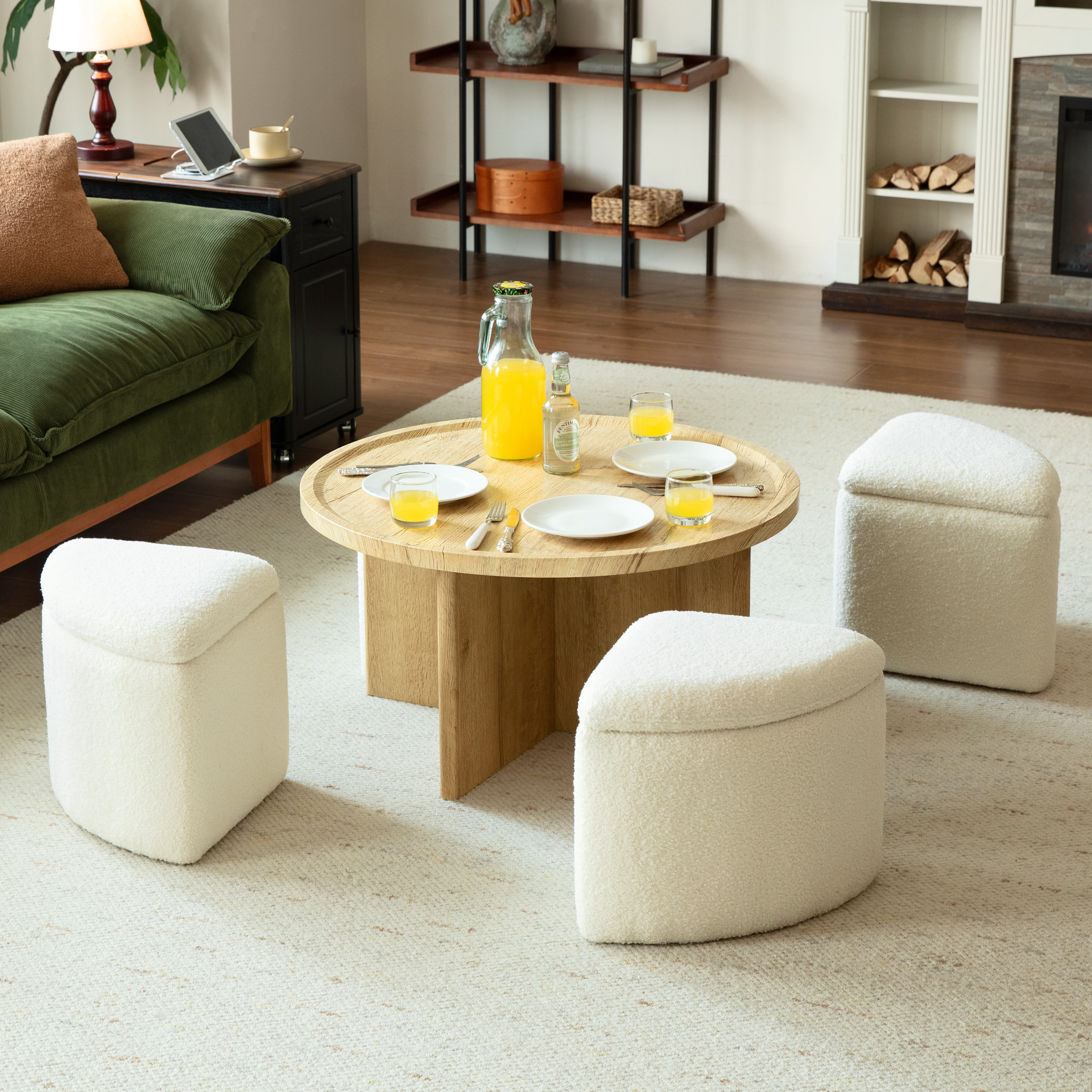 CHIC HOUSE Round Coffee Table for Living Room Table, Small Coffee