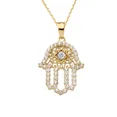 thumbnail image 1 of CHIC WHITE TOPAZ HAMSA PENDANT NECKLACE IN YELLOW GOLD, 1 of 1