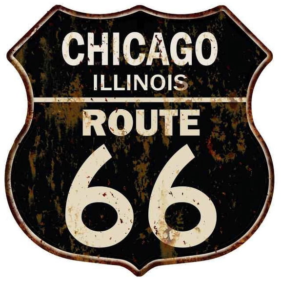 CHICAGO, ILLINOIS Route 66 Shield Metal Sign Man Cave Garage 211110014257