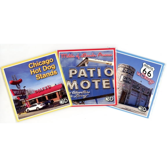 CHICAGO - Stereoscopic Souvenir - 3 Classic ViewMaster Reels - Hot Dogs, Lincoln Avenue Motels and Route 66