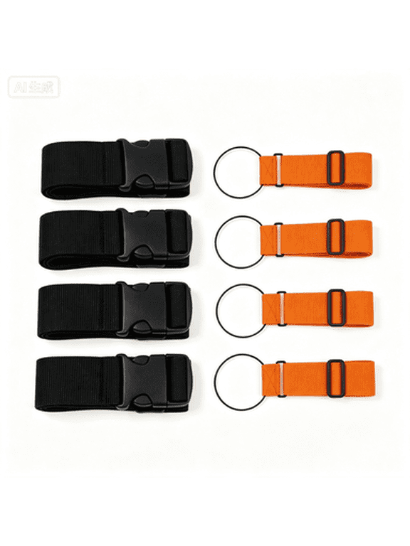 Adjustable Luggage Straps with Elastic Clips for Suitcases 4 pack 79 in Black