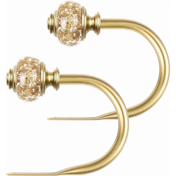 CHICAURA Faux Crystal Curtain Tieback Hooks for Wall 2 pcs 3.95 in Gold
