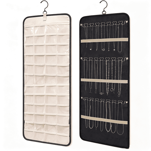 CHICAURA Tangle-Free Hanging Jewelry Organizer for Jewelry 1 Pack 33.07 x 14.17 in Black