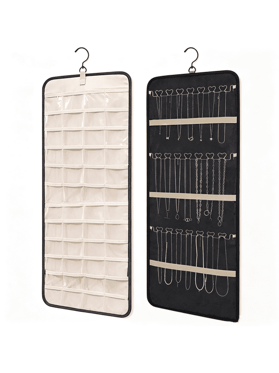 Tangle-Free Hanging Jewelry Organizer for Jewelry 1 Pack 33.07 x 14.17 in Black