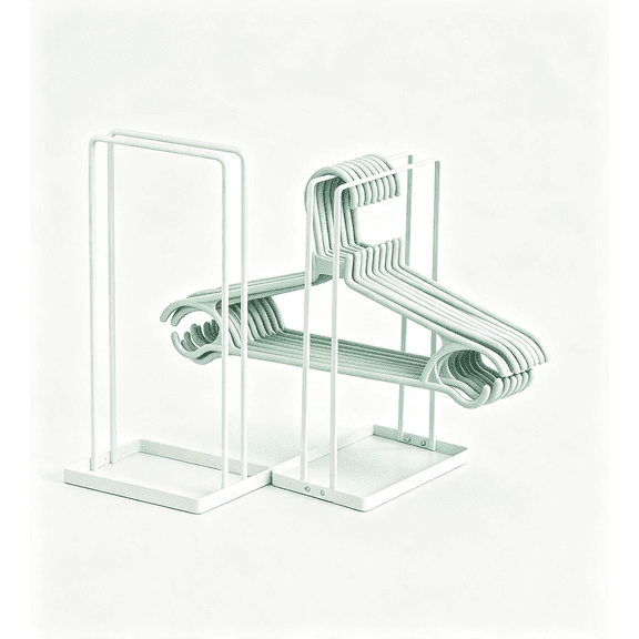 CHICAURA Iron Hanger Organizer Stand for Closet and Laundry Room, 2 Pack, White