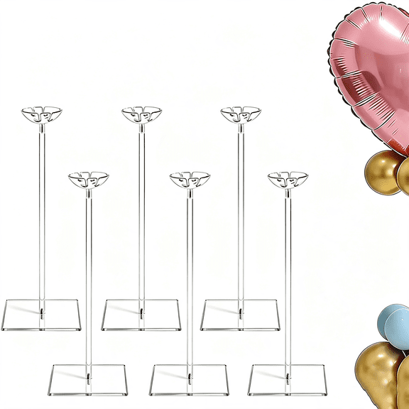 CHICAURA Reusable Clear Acrylic Balloon Stand Kit for Tabletop Centerpieces 6 Pack 15.7in Clear