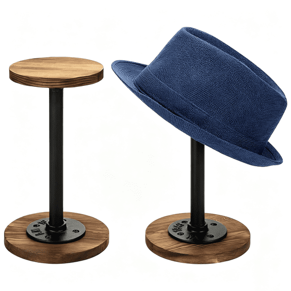 CHICAURA Solid Wood Hat Display Stand for Cowboy and Baseball Caps 1 pack Black
