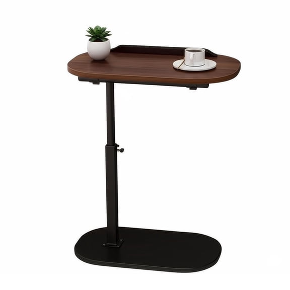 C Shaped Side End Table for Couch, Adjustable Sofa TV Tray for Bed