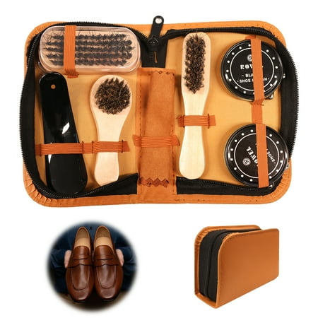 CHICCLO Leather Shoe Shine Kit, 8 PCS Shoe Polish Tools, Compact Shoe Care Kit