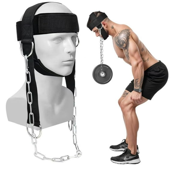CHICCLO Neck Trainer, Neck Harness Weight Lifting, Neck Exercise Equipment With Adjustable Long Steel Chain