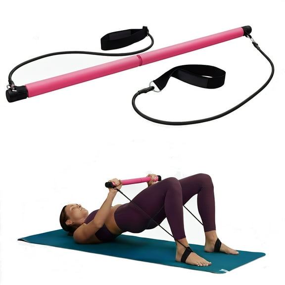 CHICCLO Pilates Barbell Reformer Set, Full Body Home Gym Workout Pack of 1, Pink