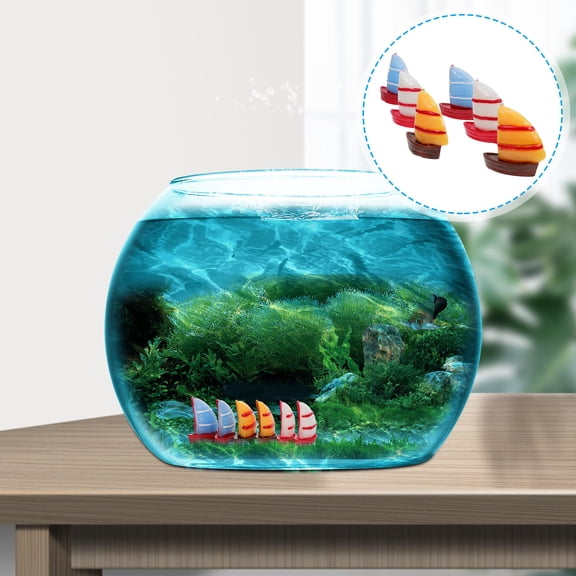 CHICHUMID Realistic Resin Sailboat Models Assorted Color for Plant Pot Fish Tank Decor