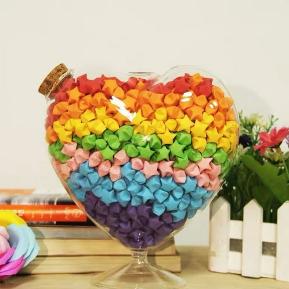 CHICHUMID 1Pack Simple Design Heart Glass Candy Container Ideal For Cafes Restaurants 19x6In