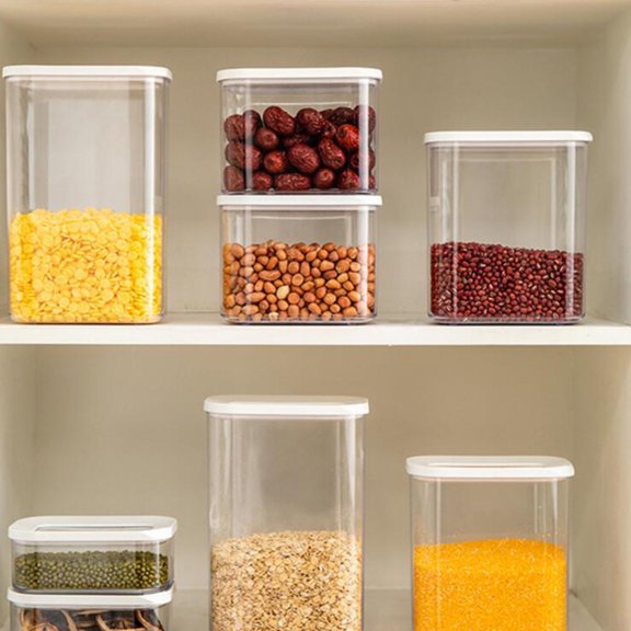 CHICHUMID 1Pc Food Storage Box White Kitchen Sealing Box with Transparent Body and Fine Workmanship
