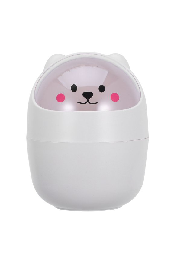 1Pc Multi Functional White Desktop Trash Can with Lid for Table Storage and Decoration