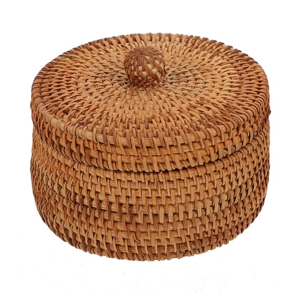 CHICHUMID 1 Set Woven Rattan Desktop Storage Basket, Rectangular Organizer for Room Decor, Simple and Design