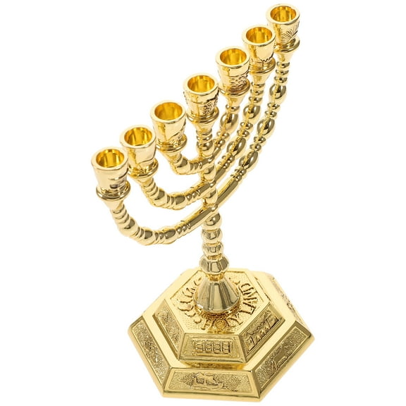 CHICHUMID 1Set Menorah 7 Branches Golden Candle Sticks For Special Occasions
