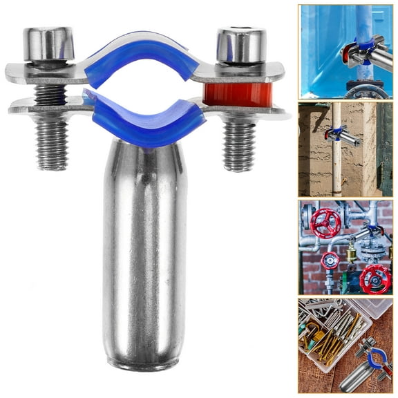 CHICHUMID 1Set Pipe Support Holder Stainless Steel for Wall or Ceiling Mounting Silver 3.5*2.2*1in