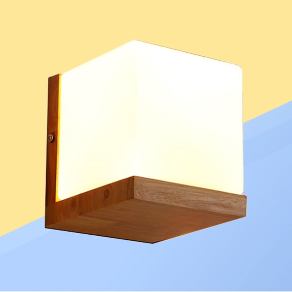 CHICHUMID 1Set Rustic Wall Light Fixture Indoor Feeling Wood Glass for Bedroom 11.8x4.7x5.5in