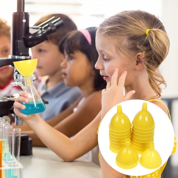 CHICHUMID 20Pcs Yellow Plastic Laboratory Funnel for Scientific Use and Bottle Filling