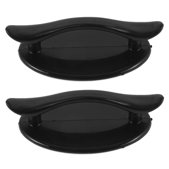 CHICHUMID 2Pcs Black Plastic Rectangular Self-Adhesive Handle for Cabinet and Drawer 3.7X1.9X1.2In