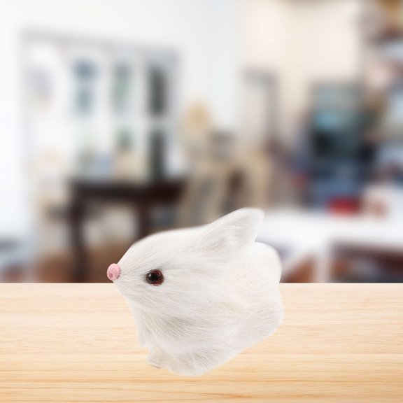 CHICHUMID 2Pcs Realistic White Fake Rabbit Dolls for Porch Garden Window and Seasonal Home Design