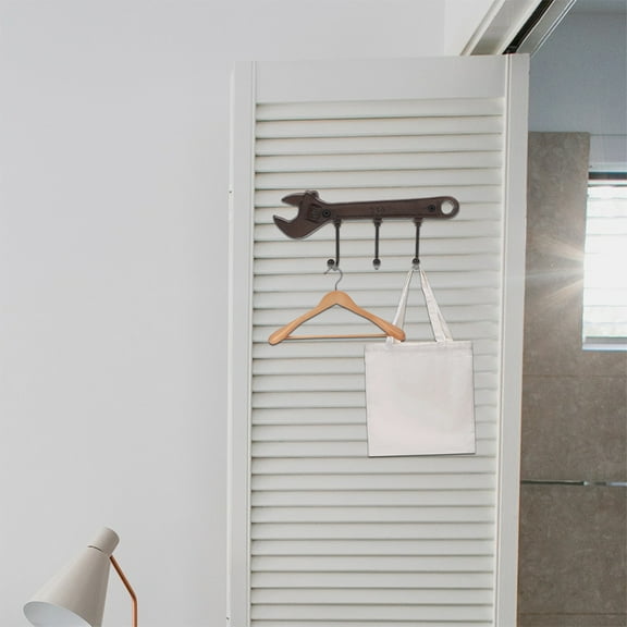 CHICHUMID 2Pcs Rustic Wall Mounted Coat And Hat Hanging Hooks Cast Iron Wrench Shape Black 10.0X5.1X2.0in