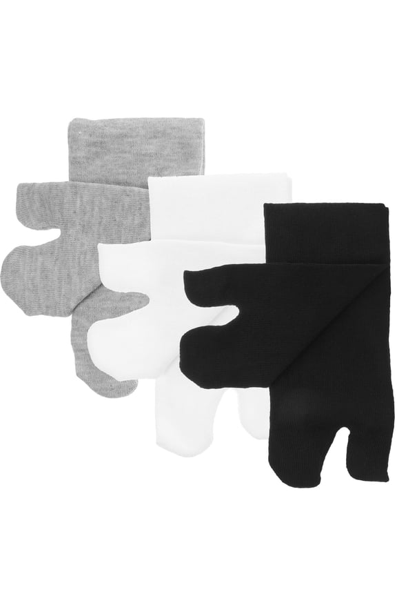 3 Pairs Mid Calf Length Tabi Toe Socks for Toe Separation and Sweat Absorption