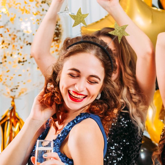 CHICHUMID 3-Pack Golden Star Hair Hoops Lightweight Hair Accessories for Parties, Photos, and Everyday Wear