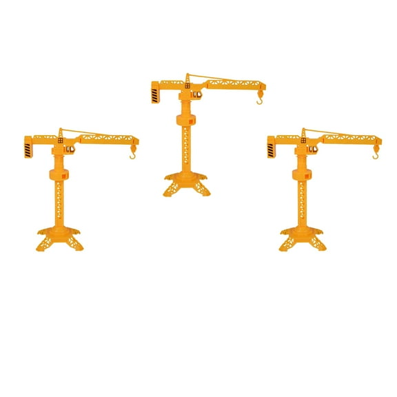 CHICHUMID 3-Piece Orange Tower Crane Toy Set with Rotatable Construction Vehicles for Kids Party Favors and Playtime