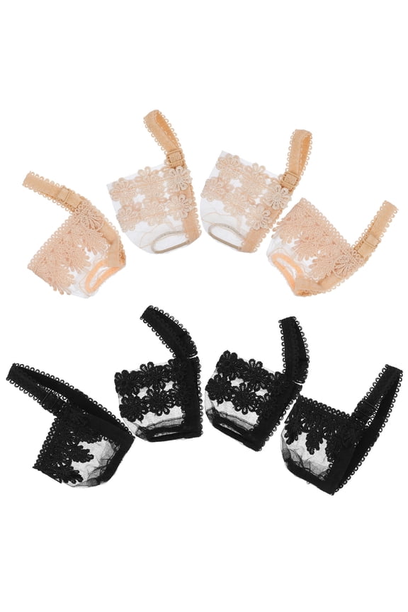 4Pairs Black Lace Shoe Straps Flower Shape for High Heels and Sandals Women Daily Use