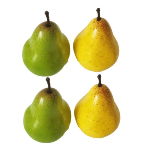 CHICHUMID 4Pcs Pear Models Pear Shaped for Kindergarten and Home Decor in Green and Yellow Lifelike Artificial Fruits