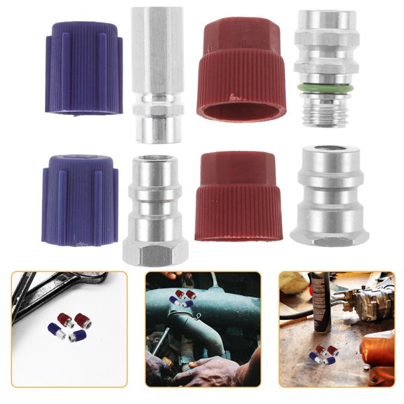 CHICHUMID 4Pcs Retrofit Fitting Adapter 1 4 SAE Thread for Car Air Conditioning Systems Automotive Repair