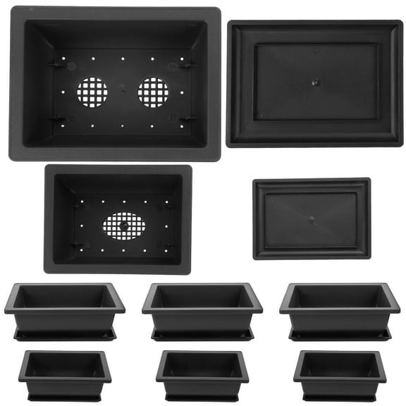 CHICHUMID 8Set Plastic Bonsai Pots with Tray for Small Plants and Home Furnishings 11.8x6.6in