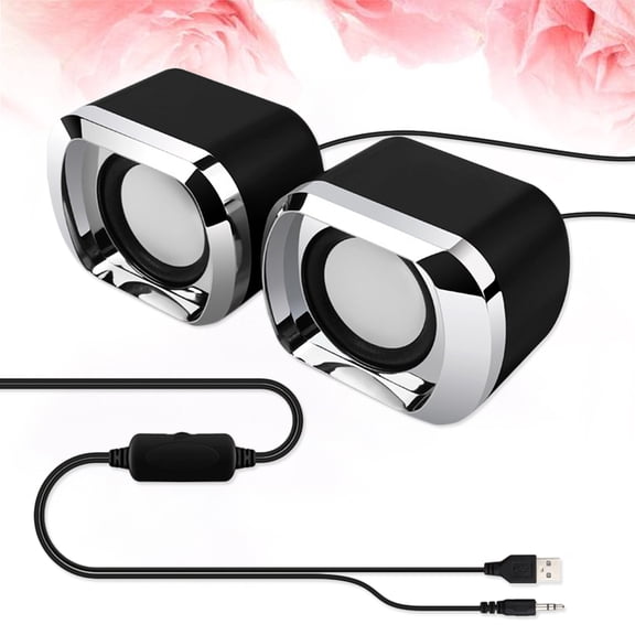 CHICHUMID PC Desk Speakers 2-Pack with Volume Control and Anti-Interference, Black, Ideal for Back to School Use