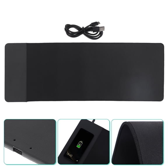 CHICHUMID Charging Pad Black Rubber Cloth Smooth Large Desk Mat with Fast Charge