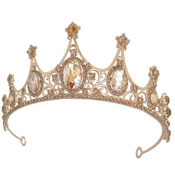 CHICHUMID bride crown for wedding Rhinestone Crown Golden 1Pack