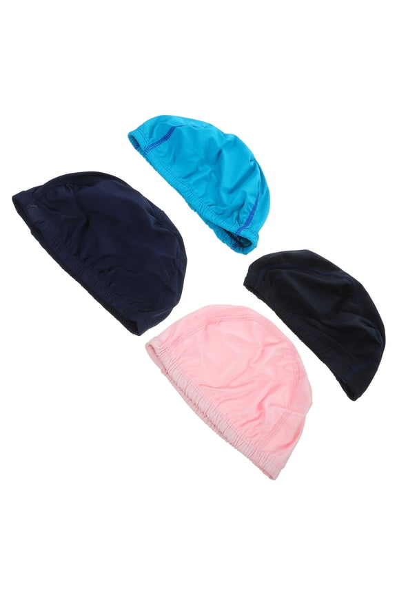 4Pcs Swimming Caps Assorted Colors Strong Elasticity Comfortable for Pool and Bath