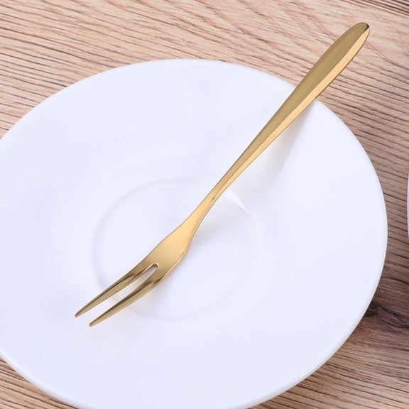 CHICHUMID Golden Dessert Forks Stainless Steel for Camping 1Pack