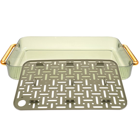 CHICHUMID Small Dish Rack Draining Tray Green Plastic 1Pack