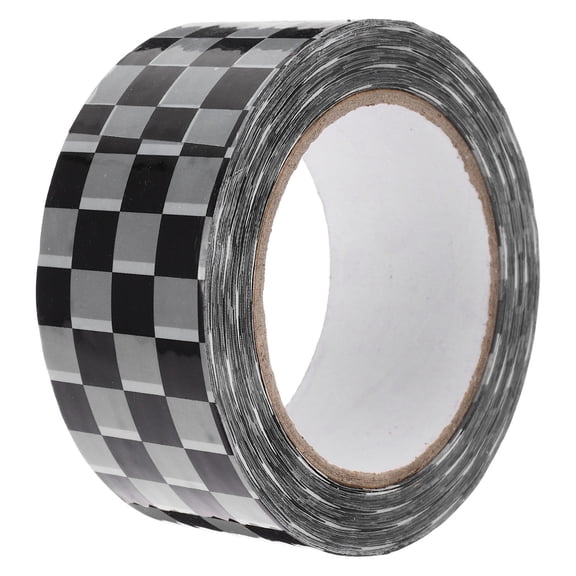 CHICHUMID Packaging Tape Bopp Black and White Checkerboard 1 Roll 39.4x1.9in