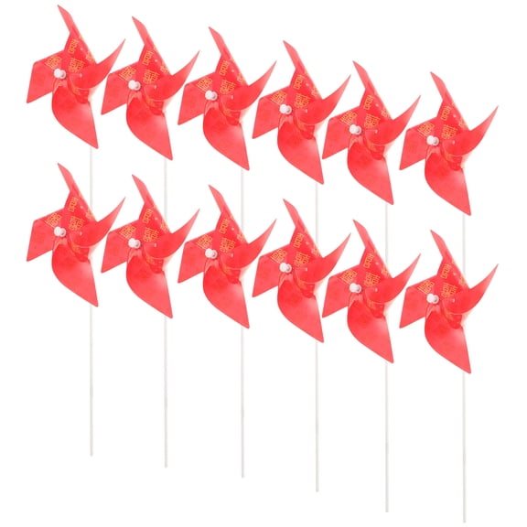 CHICHUMID Red Plastic Square Windmill 10Pcs for Wedding and Outdoor Decor 11.79X8.25X8.25in