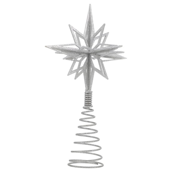 CHICHUMID Iron Plated Silver Christmas Tree Star Treetop Decor for Party and Home Decoration
