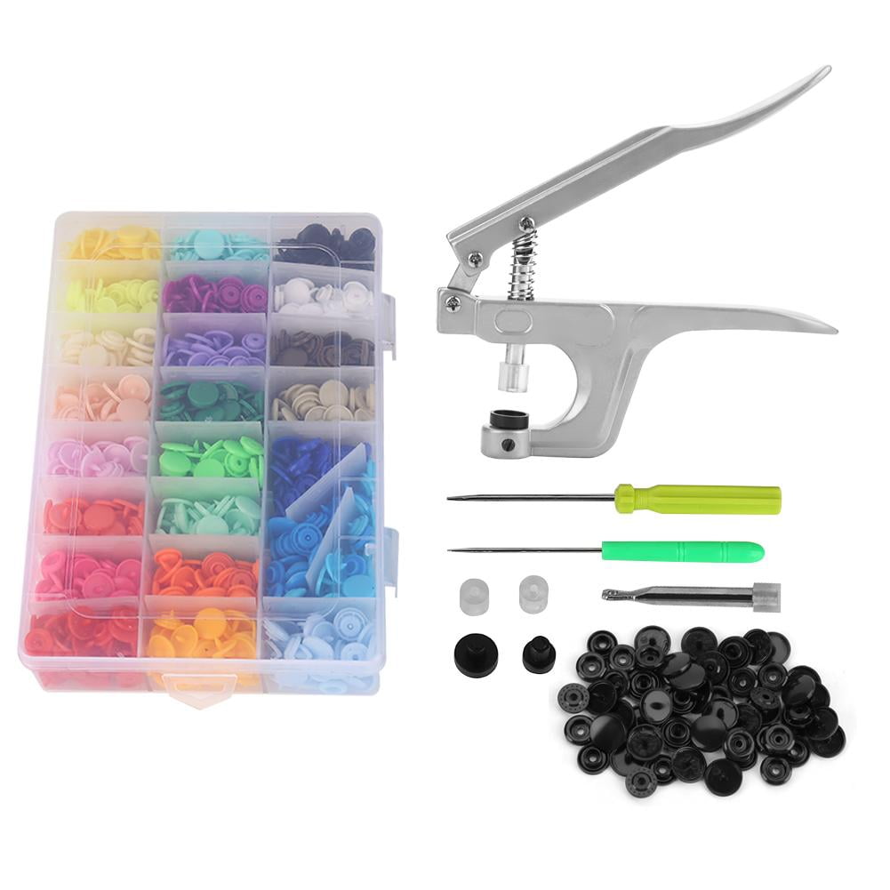 TSV Snap Fasteners Tool Kit, 100Pcs DIY Metal Snaps Buttons with Fastener  Pliers Press Tool Kit, 9.5mm Snaps Buttons for Sewing and Crafting Jeans  Bags 
