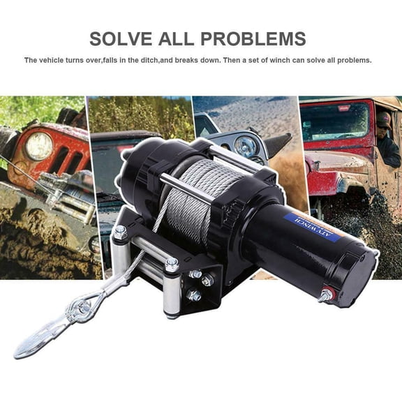 CHICIRIS Auto Steel Cable Winch, 12V Electric Winch Recovery 4000lbs Steel Cable Truck SUV,Electric Winch Towing Truck Trailer Boat Pound 2 Ton