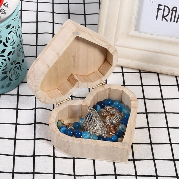 CHICIRIS New Lovely Wooden Heart-shaped Jewelry Storage Box Packaging Carrying Case Craft Decoration Hot, Wooden Jewelry Storage Box