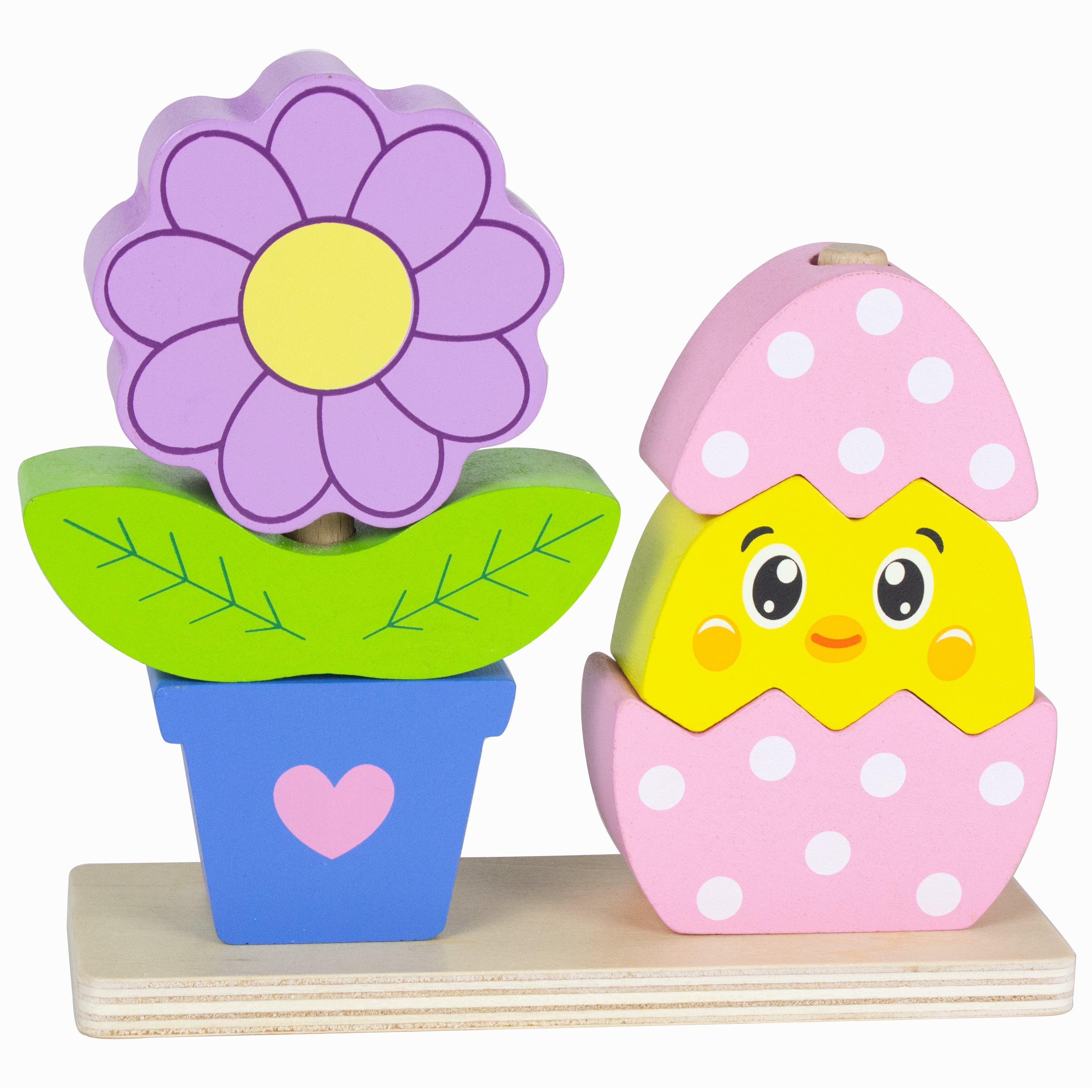 Spark Create Imagine Wood Chick and Flower Stacking Puzzle