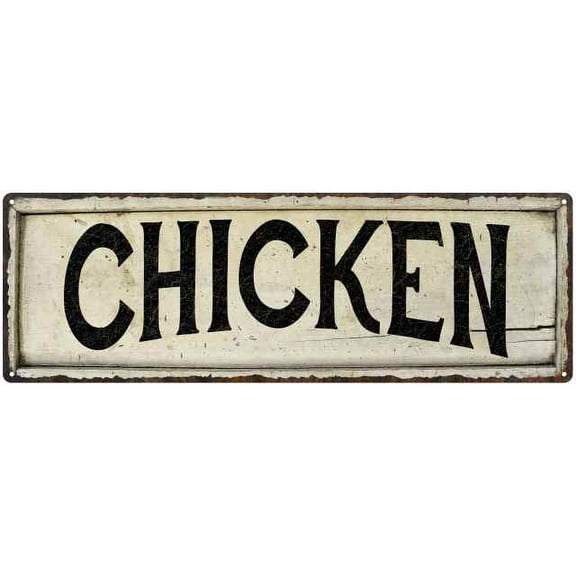 CHICKEN Farmhouse Style Wood Look Sign Gift 6x18 Metal Decor 206180028113