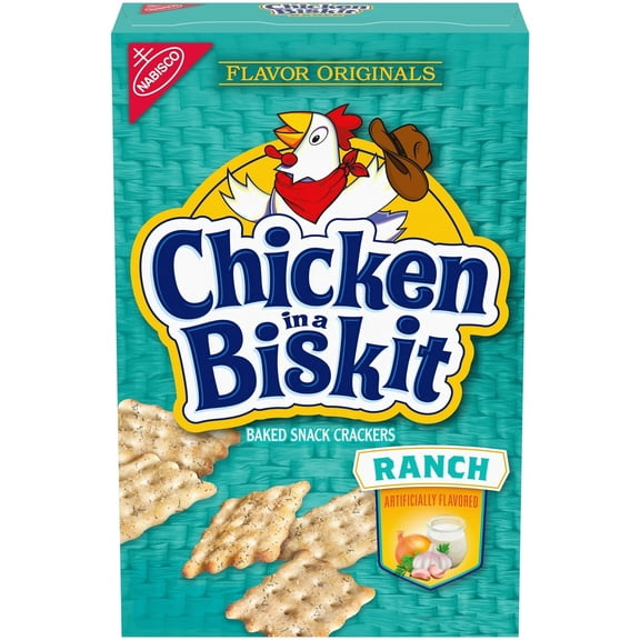 CHICKEN IN A BISKIT Ranch Baked Snack Crackers, Lunch Snacks, 7.5 oz